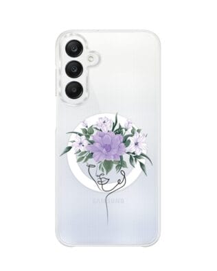 Etui do Samsung Galaxy A25 5G z MagSafe przeźroczyste, silikonowe Flexi, kobieta z kwiatami