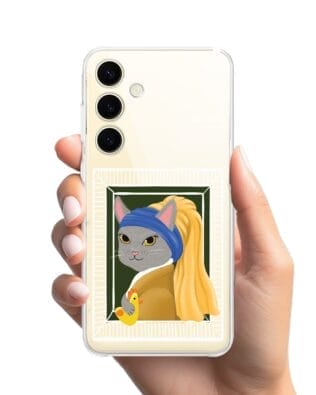 Etui do Samsung Galaxy S24 przeźroczyste, silikonowe Flexi, kotek z kurczakiem