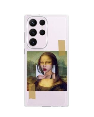 Etui do Samsung Galaxy S23 Ultra z MagSafe przeźroczyste, silikonowe Flexi, Mona Lisa z lizakiem