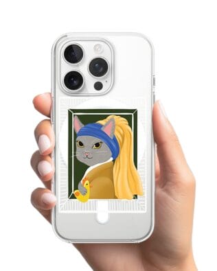 Etui do iPhone 13 Pro z MagSafe przeźroczyste, silikonowe Flexi, kotek z kurczakiem