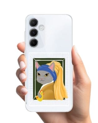 Etui do Samsung Galaxy A35 5G przeźroczyste, silikonowe Flexi, kotek z kurczakiem