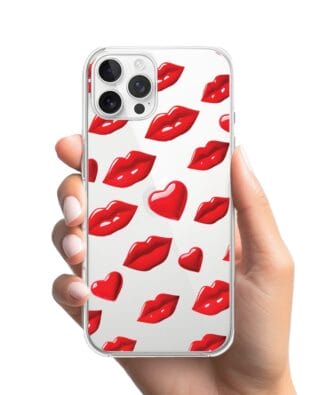 Etui do iPhone 12 Pro Max przeźroczyste, silikonowe Flexi, czerwone usta
