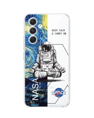 Etui do Samsung Galaxy A54 5G przeźroczyste, silikonowe Flexi, Keep Calm in Cosmos