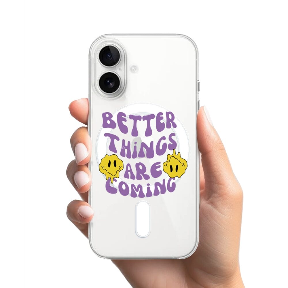 Etui do iPhone 16 Plus z MagSafe przeźroczyste, silikonowe Flexi, Better Things Are Coming - obrazek 2