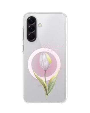 Etui do Samsung Galaxy A56 5G z MagSafe przeźroczyste, silikonowe Flexi, tulipan