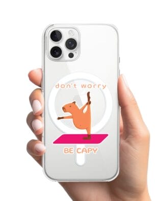 Etui do iPhone 12 Pro z MagSafe przeźroczyste, silikonowe Flexi, kapibara