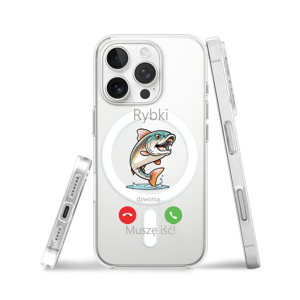 Etui do iPhone 16 Pro z MagSafe przeźroczyste, silikonowe Flexi, rybki dzwonią - obrazek 3