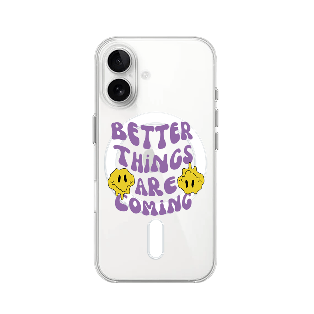 Etui do iPhone 16 Plus z MagSafe przeźroczyste, silikonowe Flexi, Better Things Are Coming