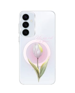 Etui do Samsung Galaxy A55 5G z MagSafe przeźroczyste, silikonowe Flexi, tulipan