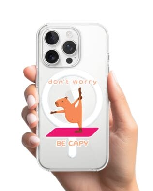 Etui do iPhone 16 Pro z MagSafe przeźroczyste, silikonowe Flexi, kapibara