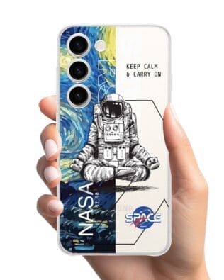 Etui do Samsung Galaxy S23 przeźroczyste, silikonowe Flexi, Keep Calm in Cosmos