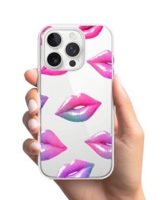 Etui do iPhone 16 Pro Max przeźroczyste, silikonowe Flexi, hologramowe usta