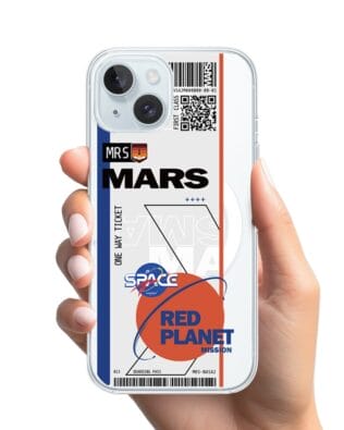 Etui do iPhone 15 Plus z MagSafe przeźroczyste, silikonowe Flexi, bilet na Mars