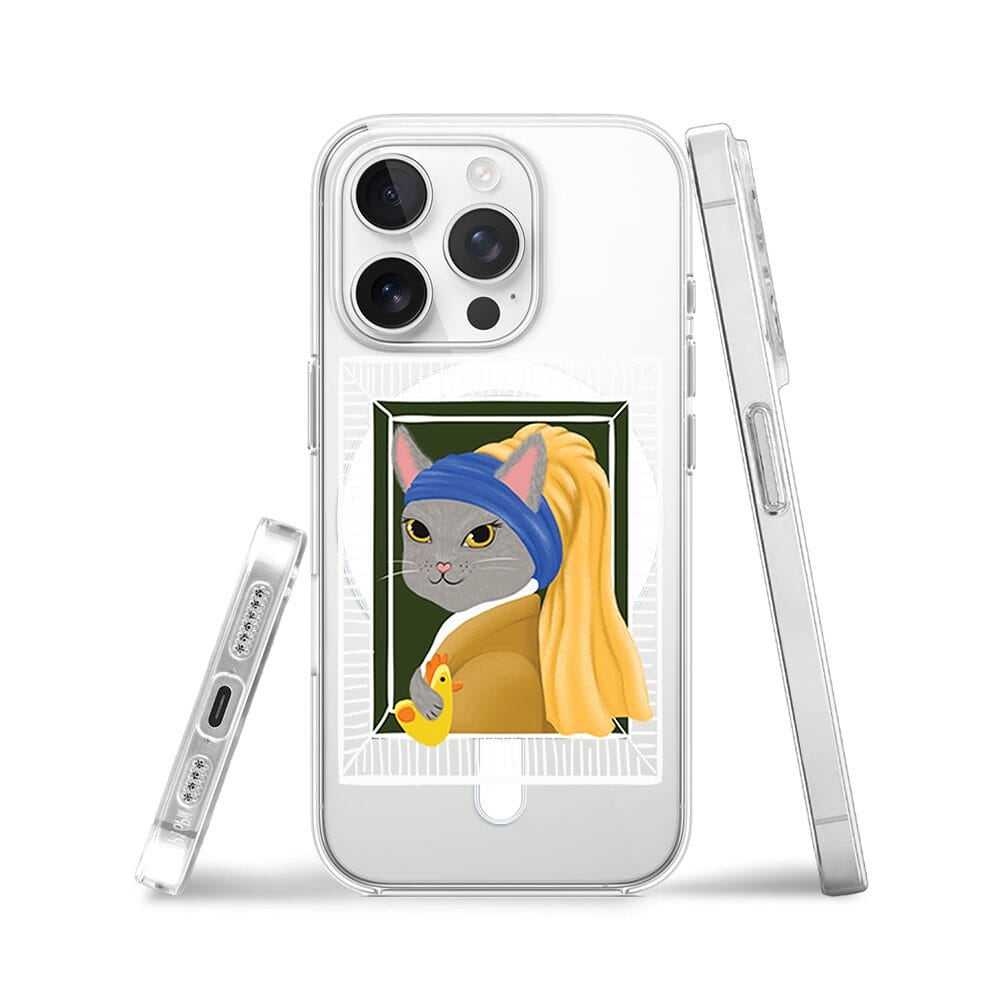 Etui do iPhone 13 Pro z MagSafe przeźroczyste, silikonowe Flexi, kotek z kurczakiem - obrazek 3