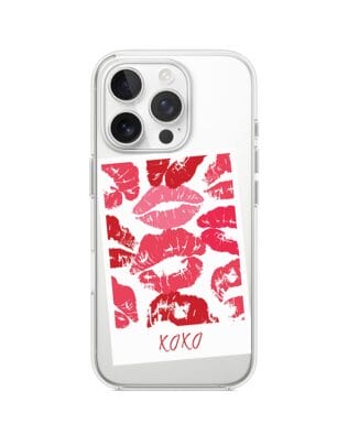 Etui do iPhone 16 Pro Max z MagSafe przeźroczyste, silikonowe Flexi, pocałunki, polaroid