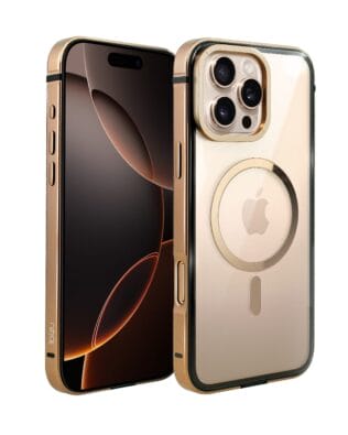 Etui do iPhone 16 Pro Max IBIZU Elite Skin z MagSafe, metalowa ramka, tytan pustynny