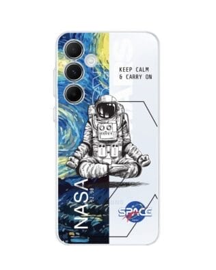 Etui do Samsung Galaxy A55 5G przeźroczyste, silikonowe Flexi, Keep Calm in Cosmos