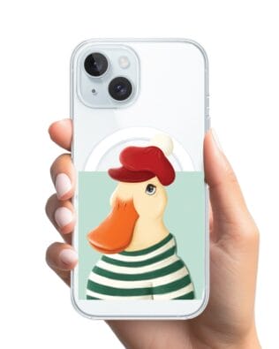 Etui do iPhone 15 Plus z MagSafe przeźroczyste, silikonowe Flexi, kaczuszka