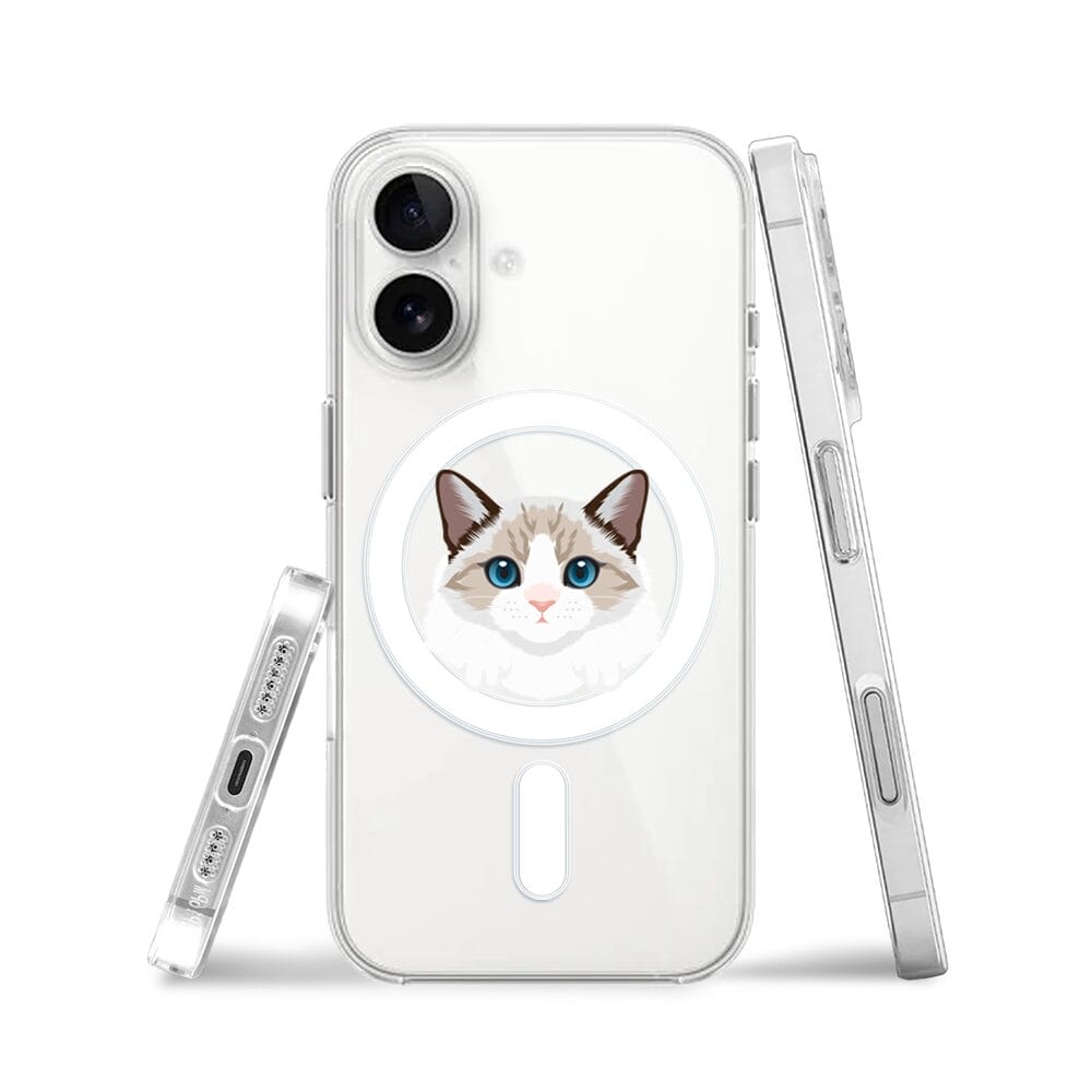 Etui do iPhone 16 Plus z MagSafe przeźroczyste, silikonowe Flexi, kot birmański - obrazek 3