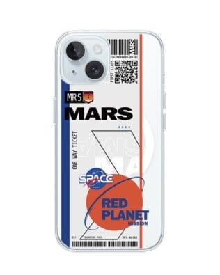 Etui do iPhone 15 Plus z MagSafe przeźroczyste, silikonowe Flexi, bilet na Mars