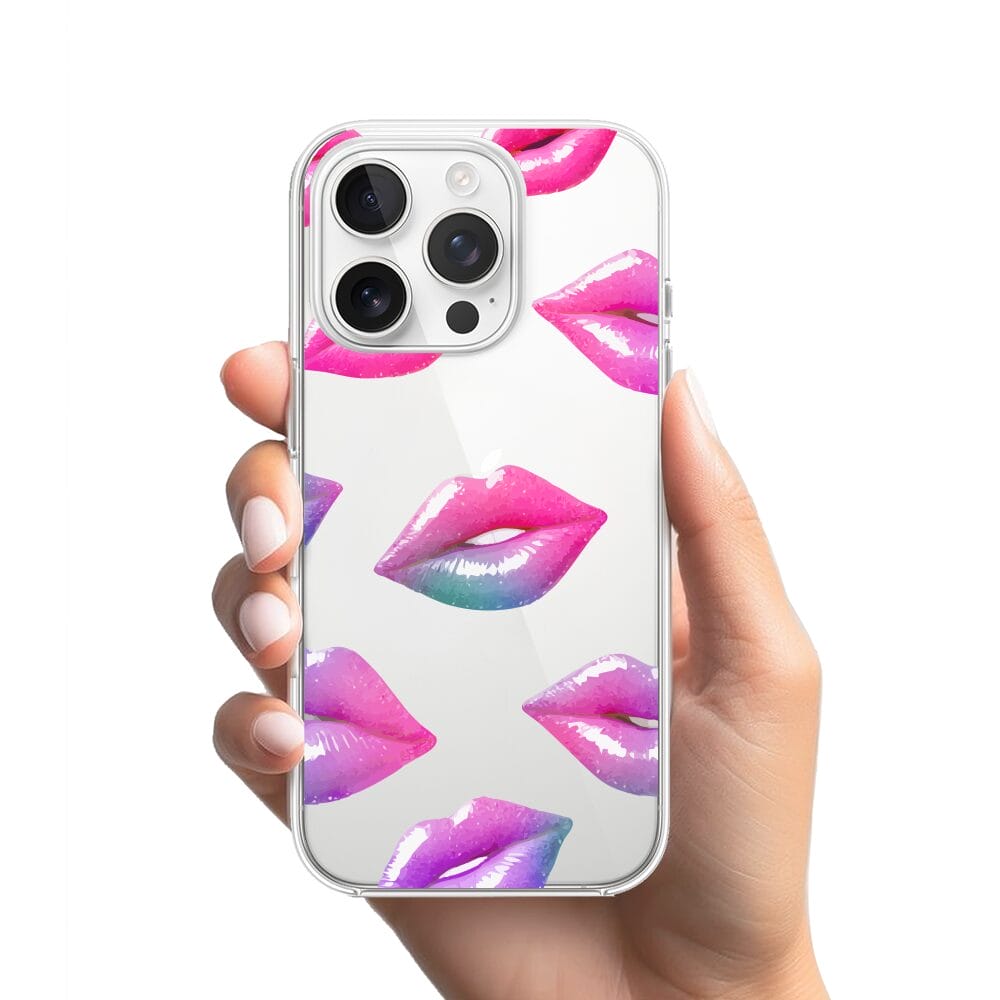 Etui do iPhone 13 Pro przeźroczyste, silikonowe Flexi, hologramowe usta - obrazek 2