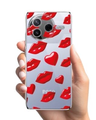 Etui do Xiaomi POCO F7 Pro przeźroczyste, silikonowe Flexi, czerwone usta