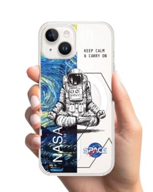 Etui do iPhone 13 z MagSafe przeźroczyste, silikonowe Flexi, Keep Calm in Cosmos