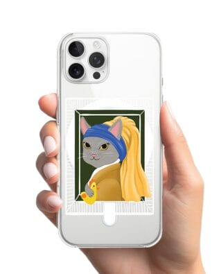 Etui do iPhone 12 Pro Max z MagSafe przeźroczyste, silikonowe Flexi, kotek z kurczakiem