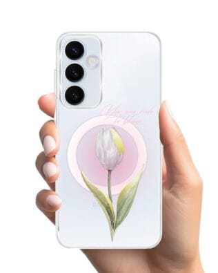 Etui do Samsung Galaxy A35 5G z MagSafe przeźroczyste, silikonowe Flexi, tulipan