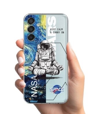 Etui do Samsung Galaxy M15 5G przeźroczyste, silikonowe Flexi, Keep Calm in Cosmos