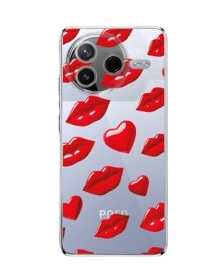 Etui do Xiaomi POCO F7 Pro przeźroczyste, silikonowe Flexi, czerwone usta