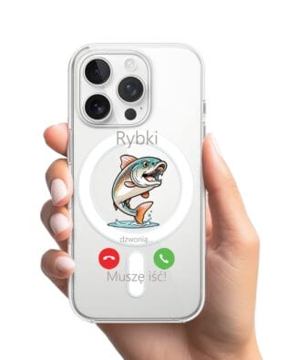 Etui do iPhone 15 Pro z MagSafe przeźroczyste, silikonowe Flexi, rybki dzwonią