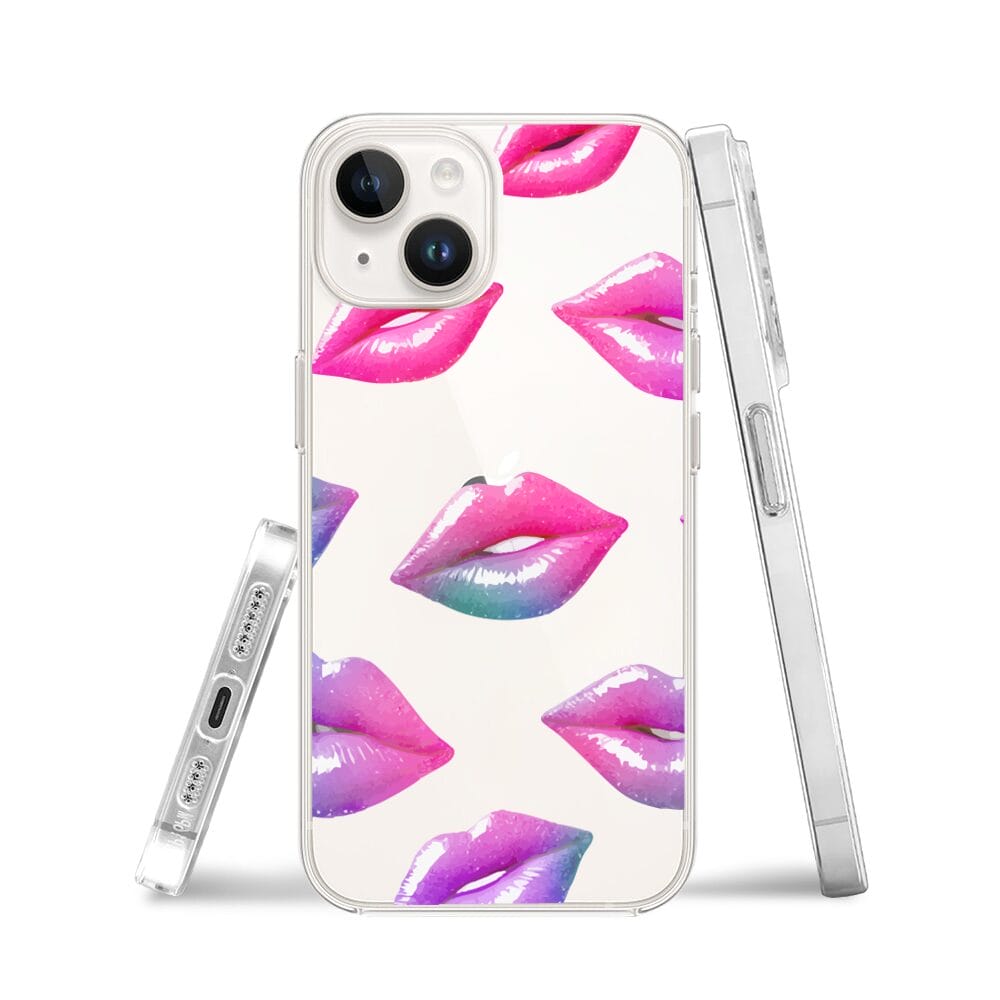 Etui do iPhone 13 przeźroczyste, silikonowe Flexi, hologramowe usta - obrazek 3