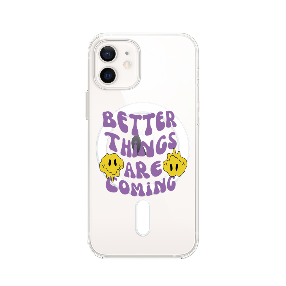 Etui do iPhone 12 z MagSafe przeźroczyste, silikonowe Flexi, Better Things Are Coming