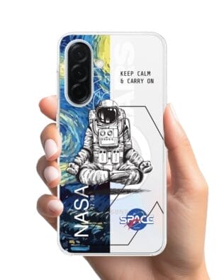 Etui do Samsung Galaxy A36 5G z MagSafe przeźroczyste, silikonowe Flexi, Keep Calm in Cosmos