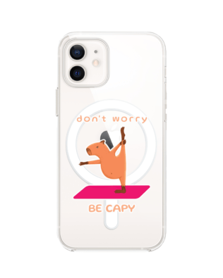 Etui do iPhone 12 z MagSafe przeźroczyste, silikonowe Flexi, kapibara