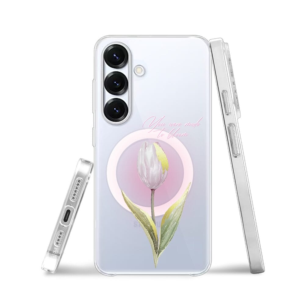 Etui do Samsung Galaxy S25 z MagSafe przeźroczyste, silikonowe Flexi, tulipan - obrazek 3