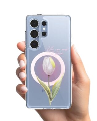 Etui do Samsung Galaxy S25 Ultra z MagSafe przeźroczyste, silikonowe Flexi, tulipan