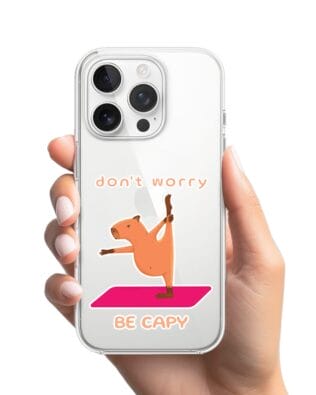 Etui do iPhone 16 Pro przeźroczyste, silikonowe Flexi, kapibara