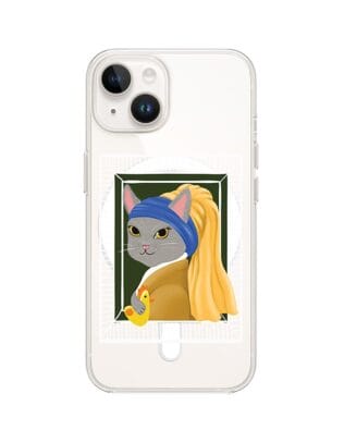 Etui do iPhone 13 z MagSafe przeźroczyste, silikonowe Flexi, kotek z kurczakiem