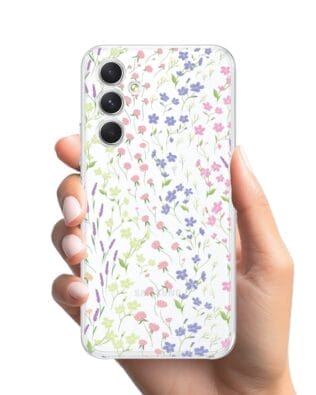 Etui do Samsung Galaxy A54 5G przeźroczyste, silikonowe Flexi, kwiaty polne