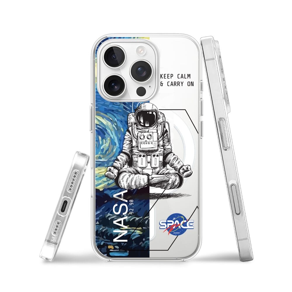 Etui do iPhone 16 Pro z MagSafe przeźroczyste, silikonowe Flexi, Keep Calm in Cosmos - obrazek 3