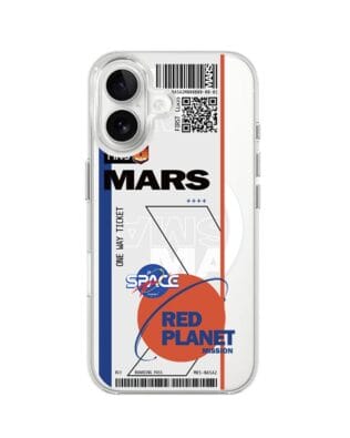 Etui do iPhone 16 Plus z MagSafe przeźroczyste, silikonowe Flexi, bilet na Mars