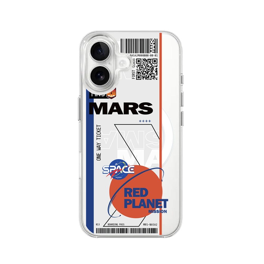 Etui do iPhone 16 Plus z MagSafe przeźroczyste, silikonowe Flexi, bilet na Mars