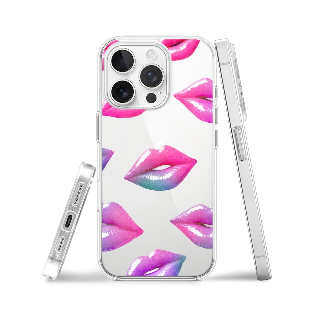 Etui do iPhone 13 Pro przeźroczyste, silikonowe Flexi, hologramowe usta - obrazek 3