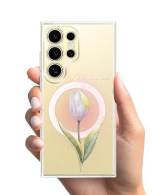 Etui do Samsung Galaxy S24 Ultra z MagSafe przeźroczyste, silikonowe Flexi, tulipan