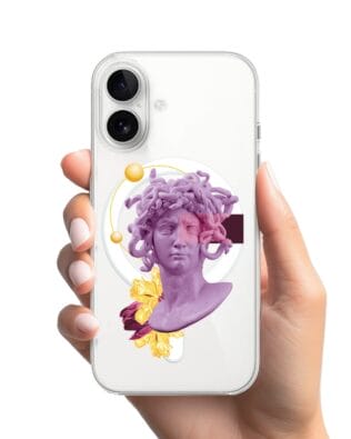 Etui do iPhone 16 Plus z MagSafe przeźroczyste, silikonowe Flexi, antyczna figura