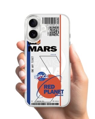 Etui do iPhone 16 Plus z MagSafe przeźroczyste, silikonowe Flexi, bilet na Mars