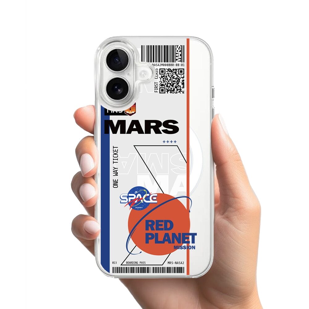 Etui do iPhone 16 Plus z MagSafe przeźroczyste, silikonowe Flexi, bilet na Mars - obrazek 2