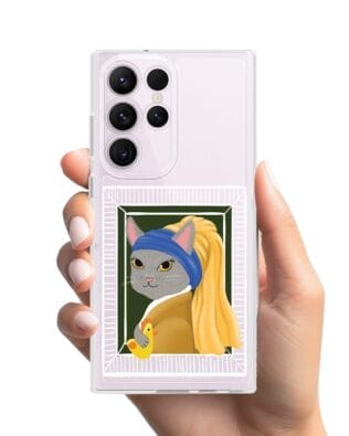 Etui do Samsung Galaxy S23 Ultra przeźroczyste, silikonowe Flexi, kotek z kurczakiem